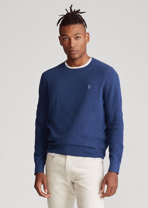 Sueter Polo Ralph Lauren Hombre Azules - Cotton-Linen Crewneck - WAPSN3261